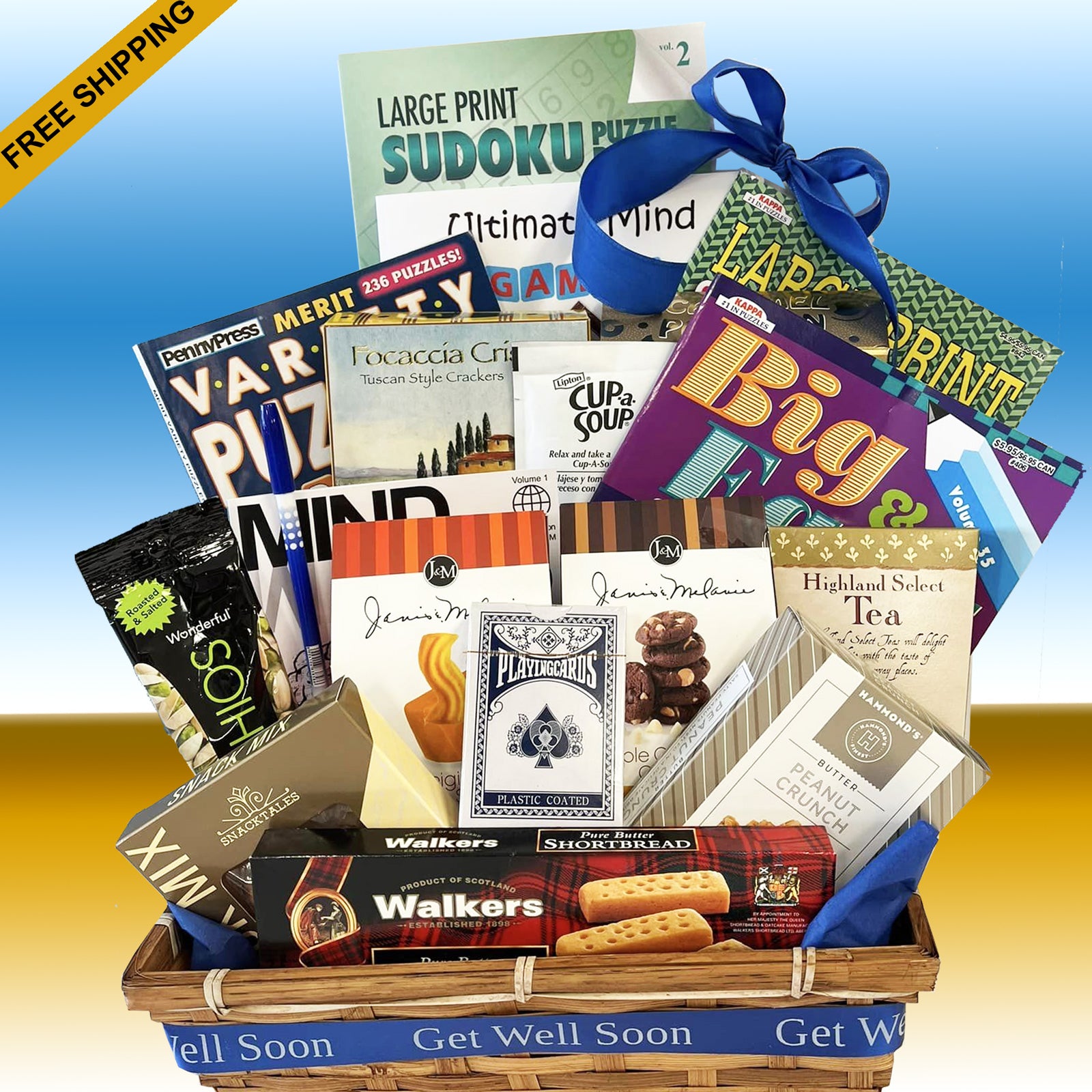 Entertainer Gift Basket w/Puzzle Books & Snacks Unisex Gift All