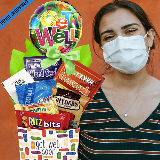 Get Well Gift Box with Soup, Snacks and Balloon for After Surgery, Recovery, Illness, Thinking of You