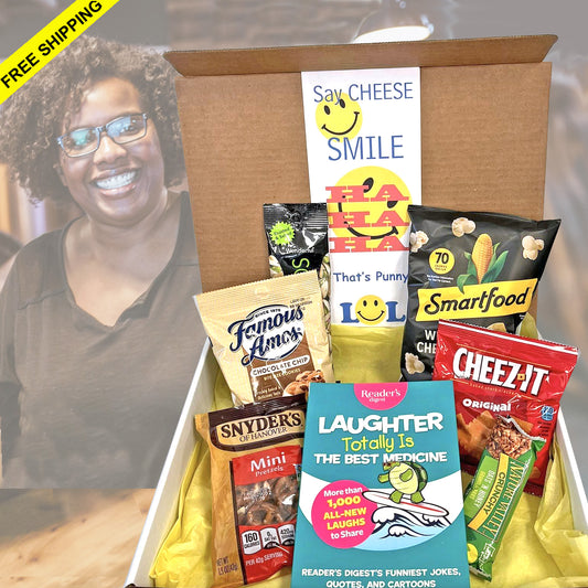 Laughter Is the Best Medicine Funny Get Well Gift Box with Snacks Brings Smiles to Men, Women, Students, Military, Friends and Family