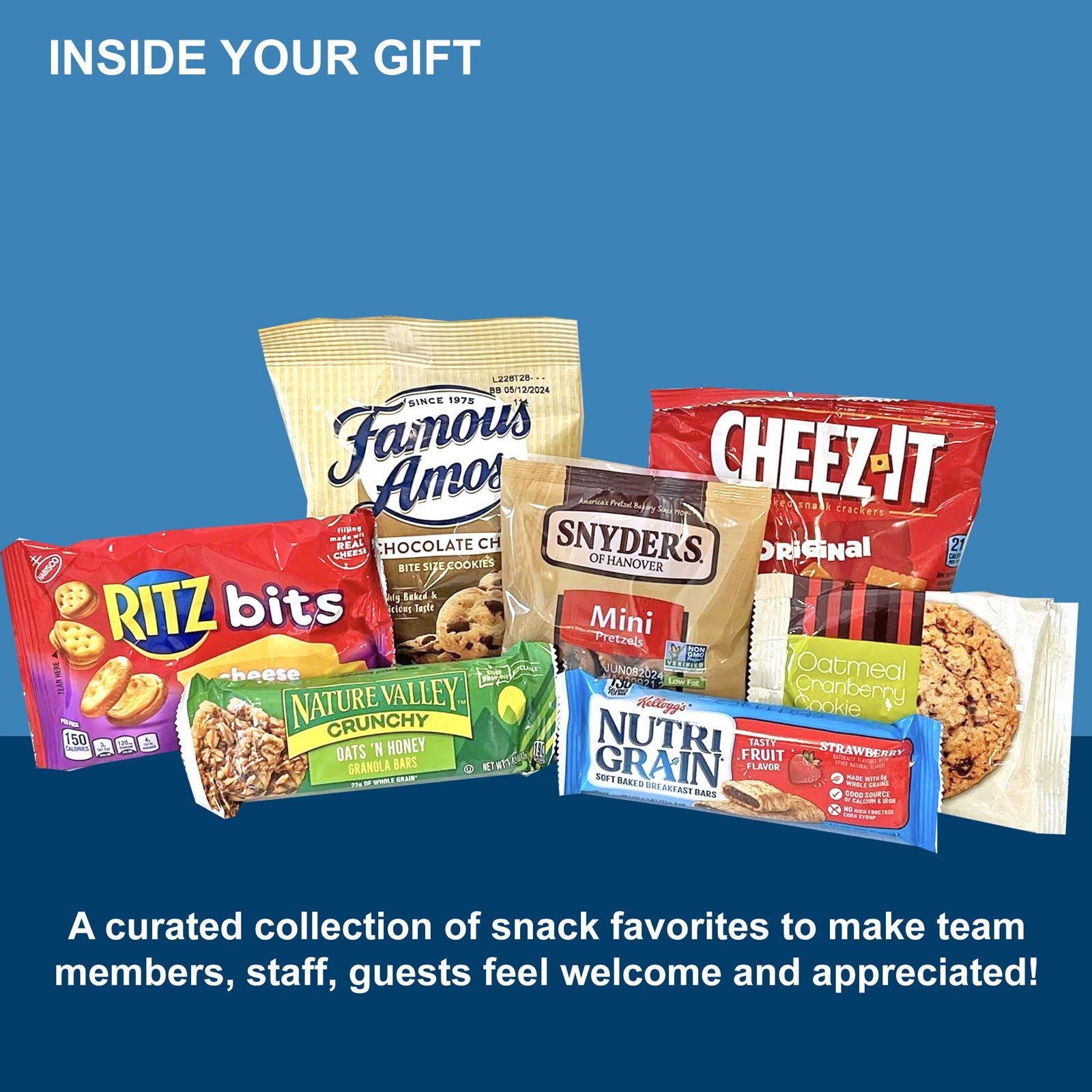 Welcome Gift Box with Cookies, Pretzels, Crackers and Snacks for New Homeowner, New Team Member, New Job