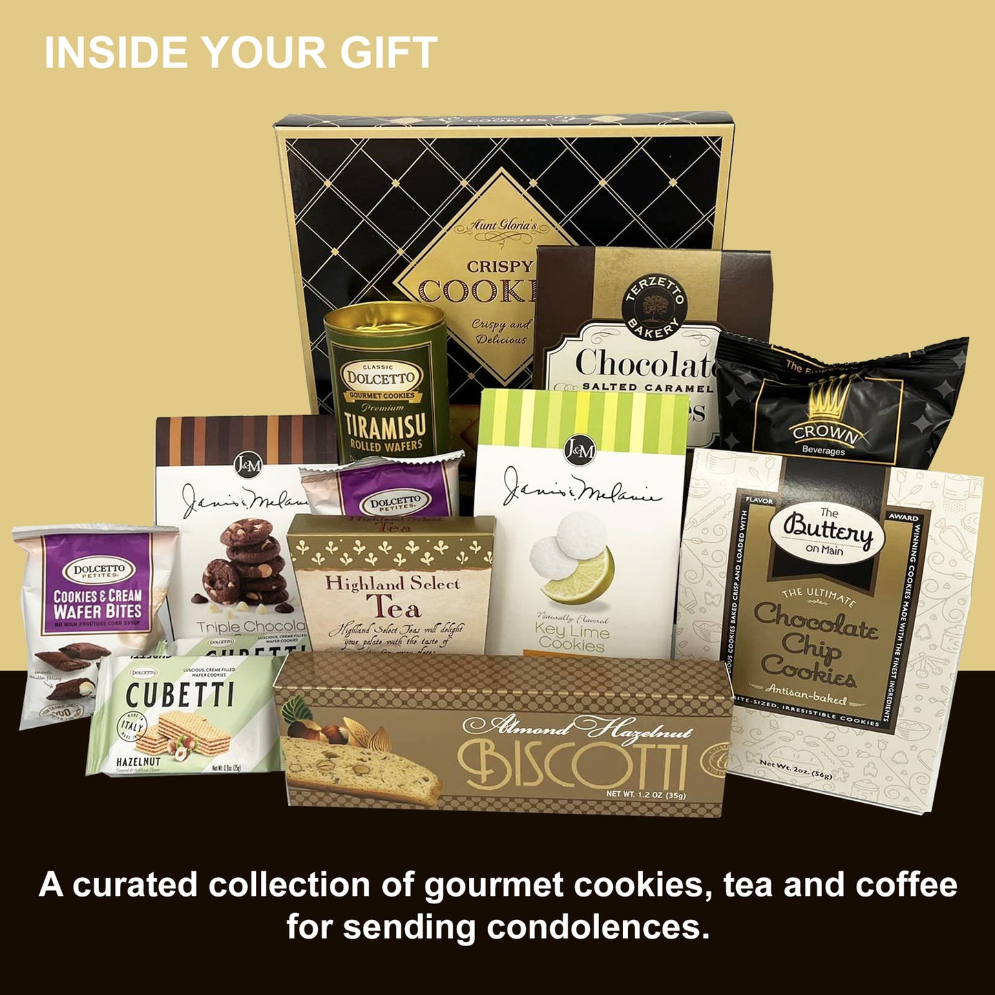 Gourmet Sympathy Gift Basket with Cookies and Tea for Sending Condolences