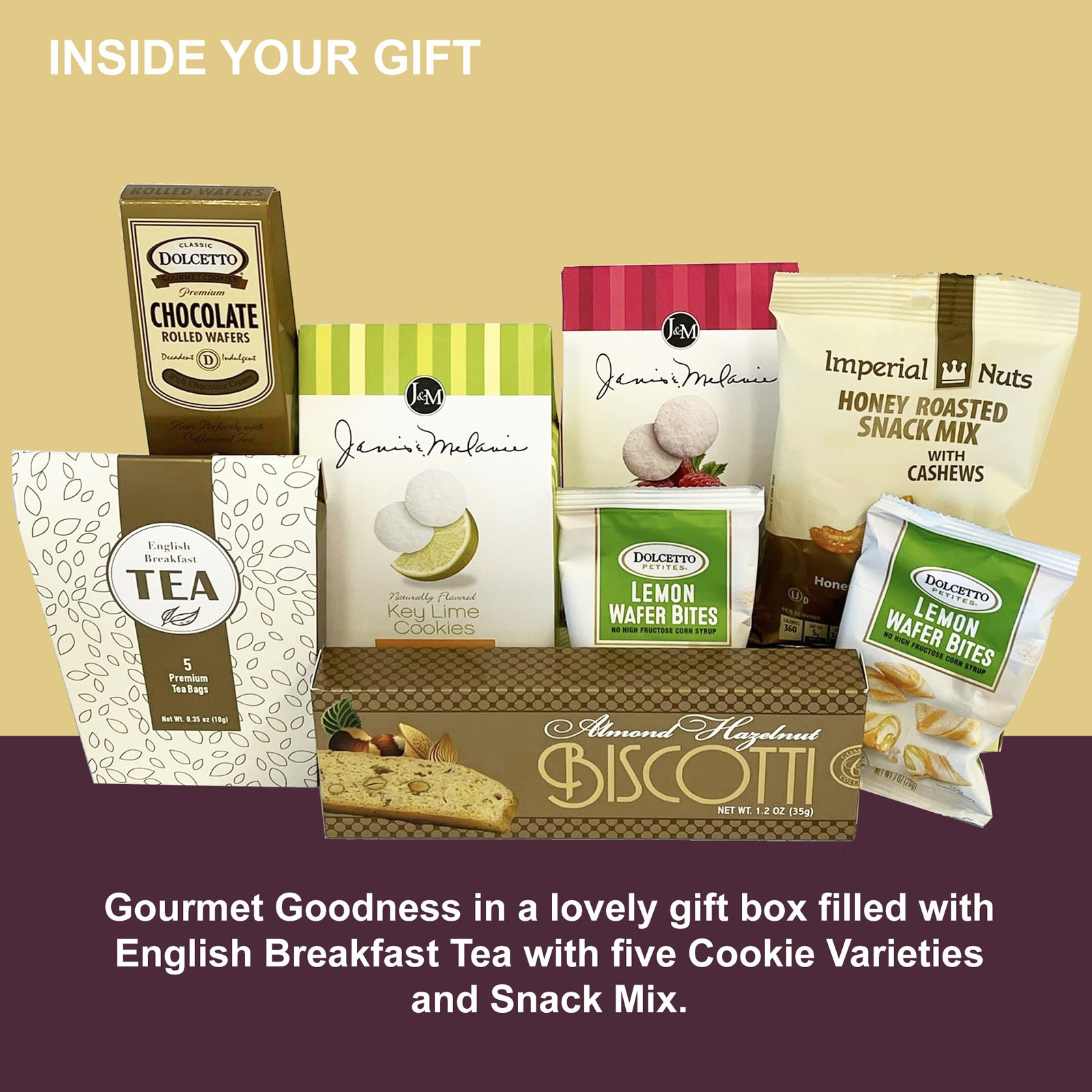 Gourmet Goodness with Cookies, Tea and Snack Mix Lovely Gift Box for Women