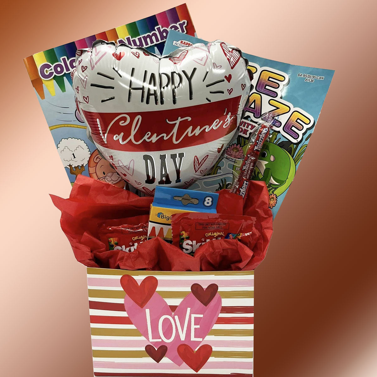 Valentine's Day Kids Gift Box with Activity Books and Candy Ages 3