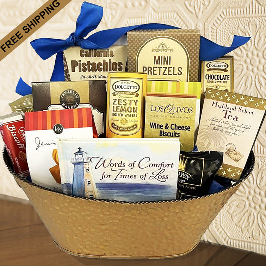 Bereavement Gourmet Sympathy Gift Basket for Sending Condolences for the Loss of a Loved One