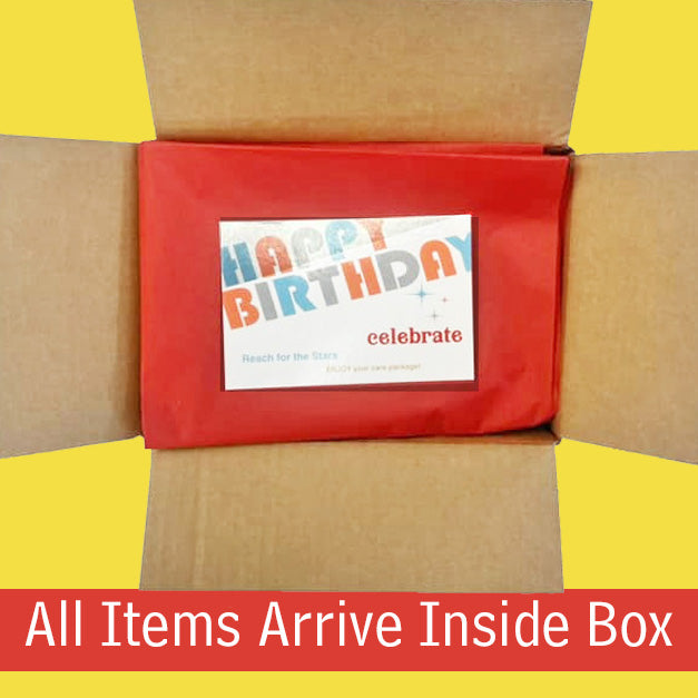 Birthday Care Package with Snacks and Balloon for All Ages, Unisex Design