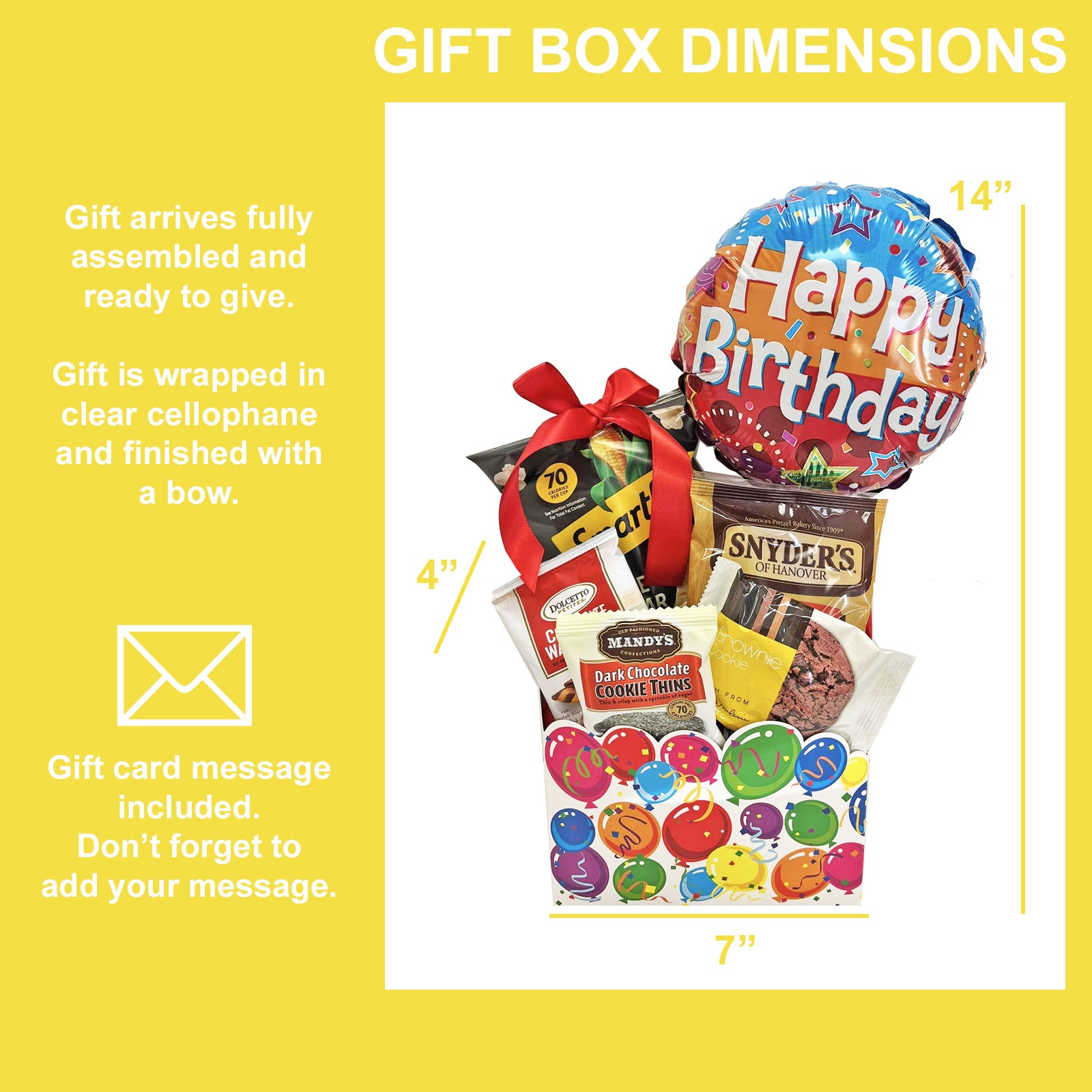 Birthday Gift Box with Cookies and Snacks and Happy Birthday Balloon for Men, Women, Friends and Family Unisex Birthday Gift Set Design for Her and for Him on their Birthday