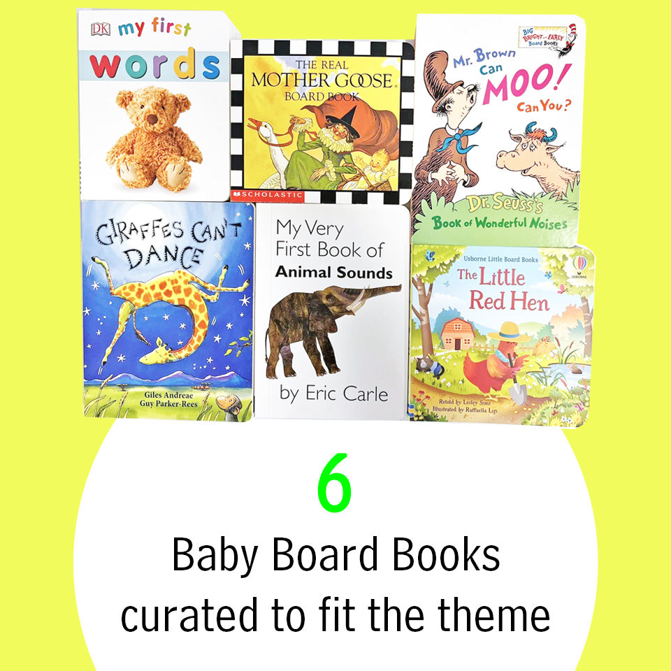 Baby Gift Basket with Classic Board Books Gender Neutral Design for Baby Boys and Baby Girls