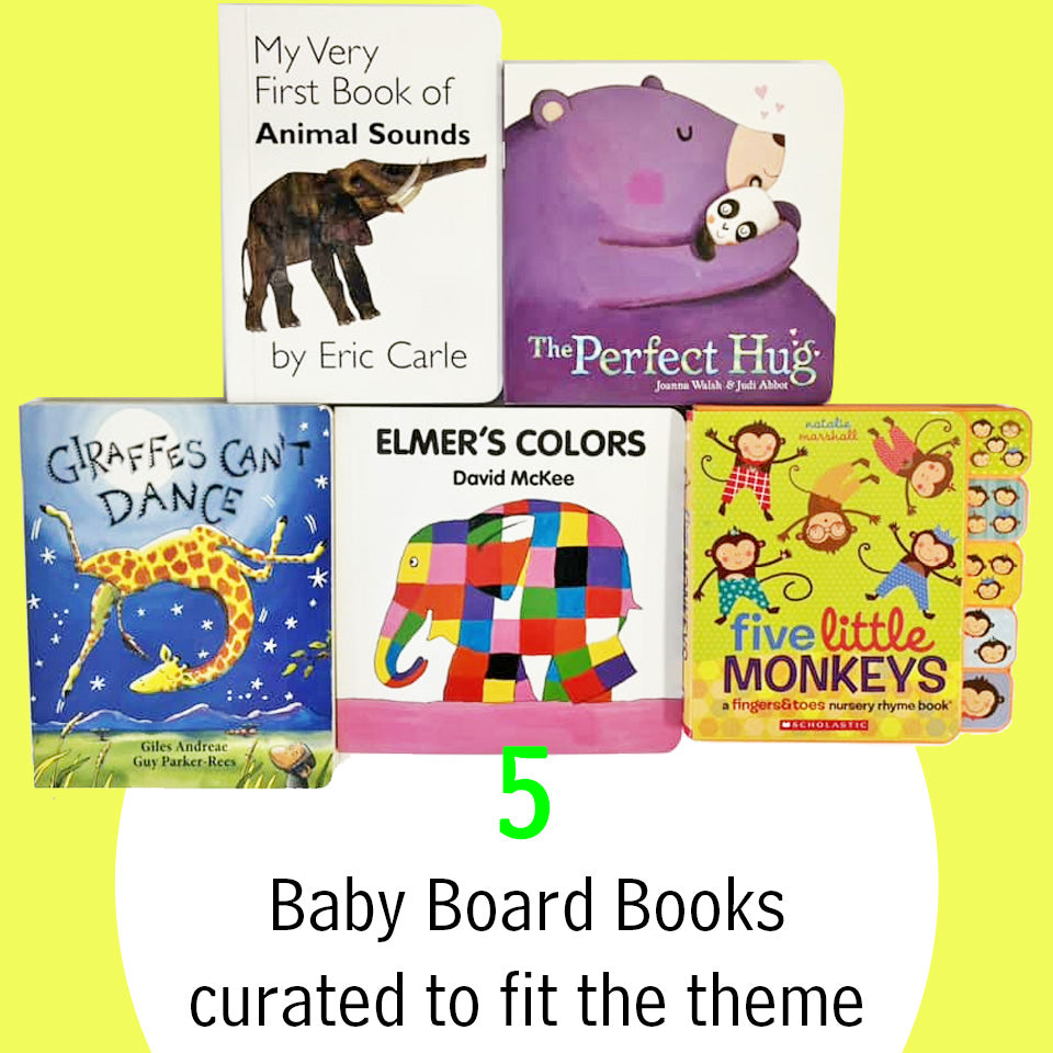 Wild About Baby Board Books Gift Box embrace the wild times ahead with this animal themed baby book gift basket for baby boys and baby girls