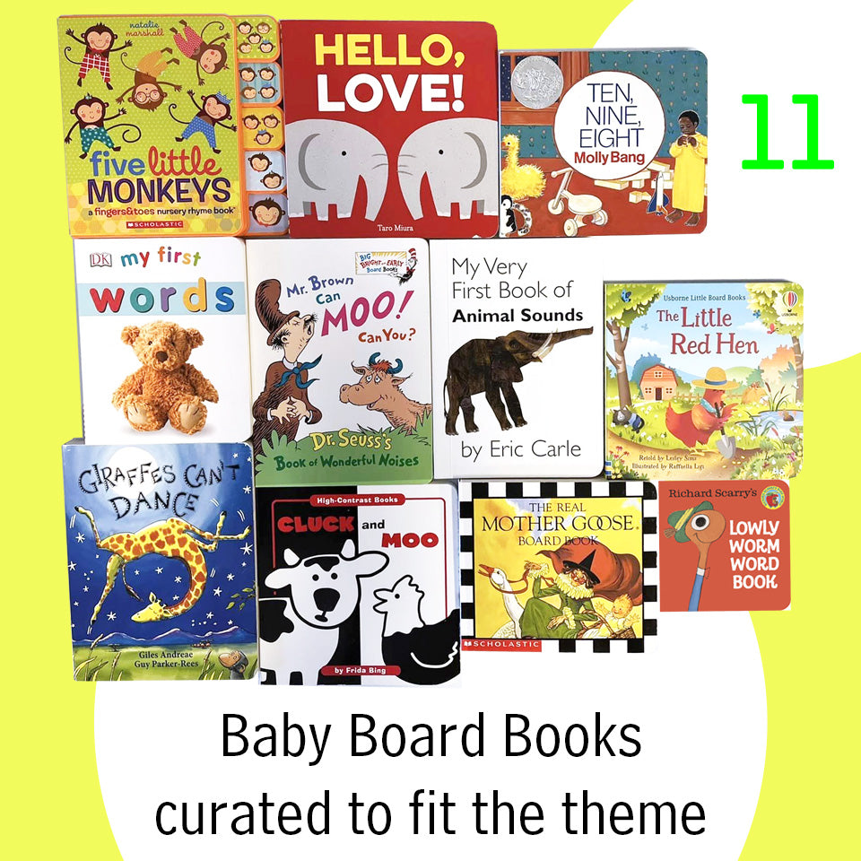 Baby's First Library Gift Basket with Board Books Gender Free Baby Gift for Baby Boys and Baby Girls Give the Gift of Time Spent Together