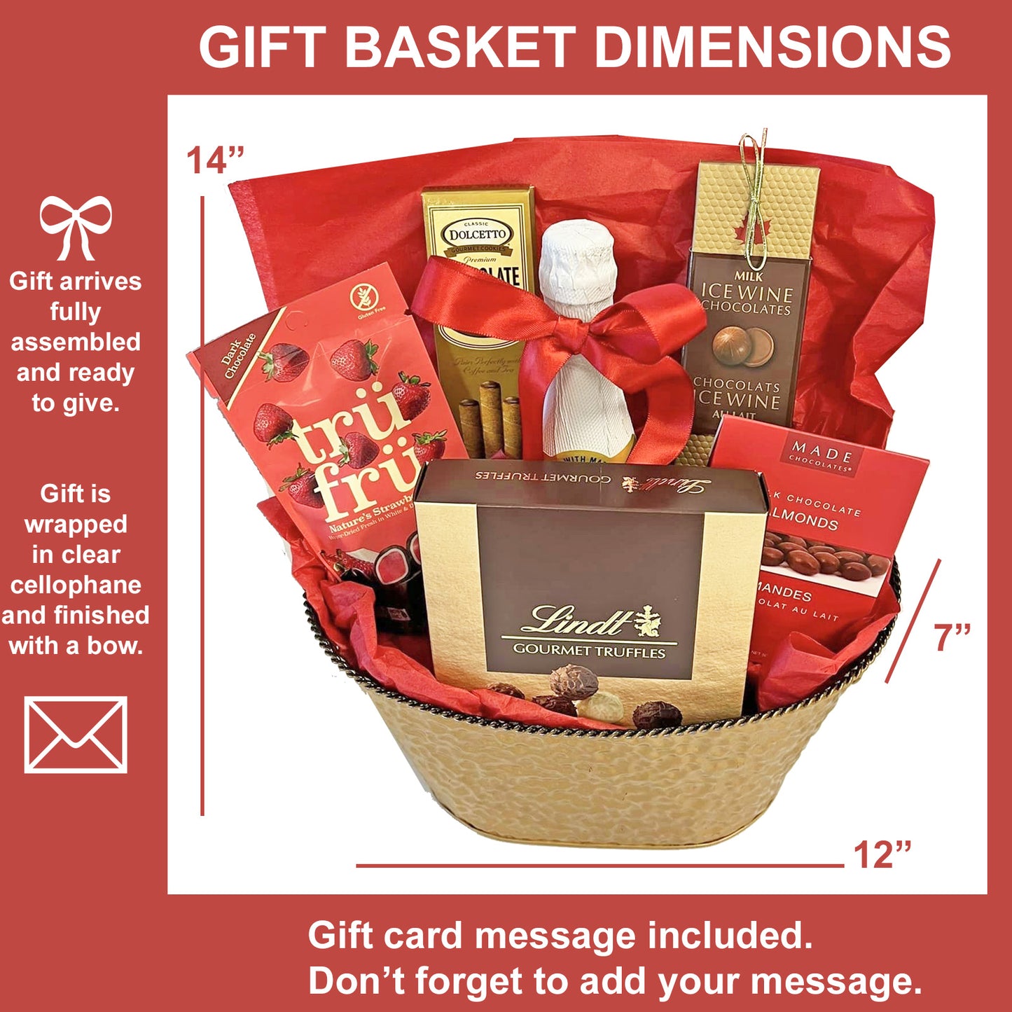 Bubbles and Chocolates Valentine's Day Gift Basket with Sparkling Cider and Five Varieties of Chocolate