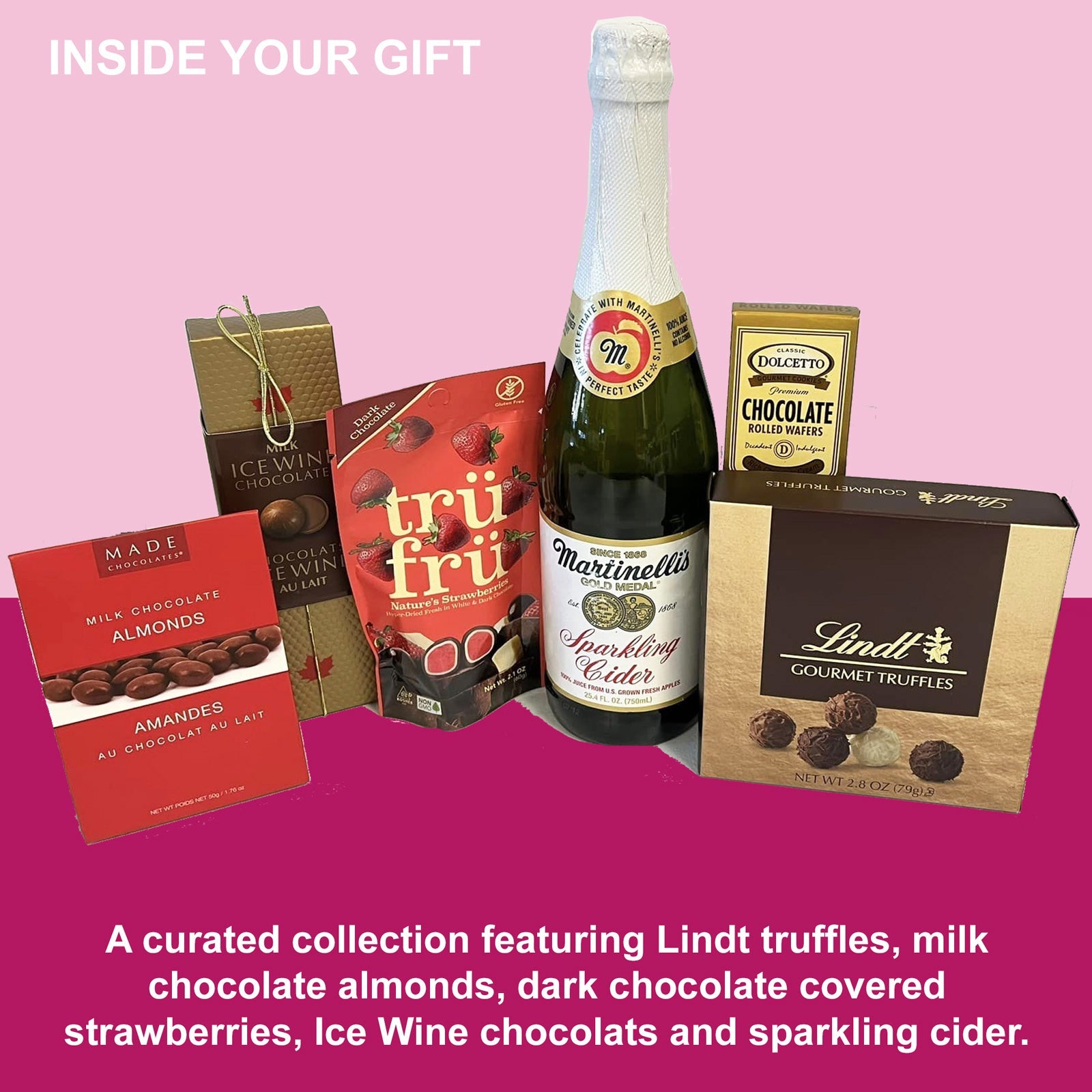 Mother's Day Chocolates Gift Basket with Sparkling Cider and Five Varieties of Chocolate