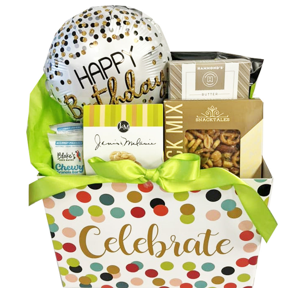 Celebrate Happy Birthday GIft Box with Variety of Snacks Unisex Design