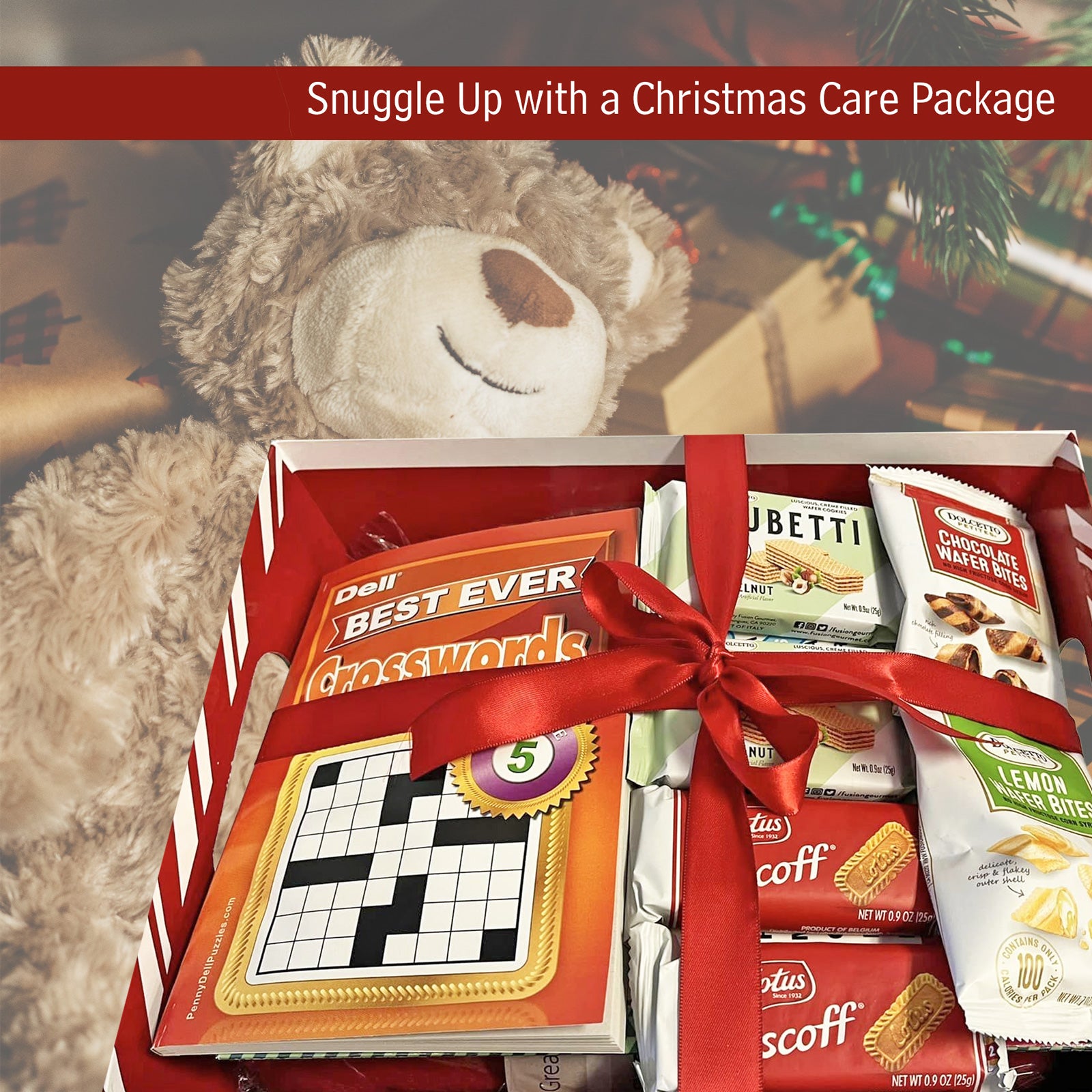 Cozy Comforts Christmas Care Package with Blanket, Puzzle Books and Cookies