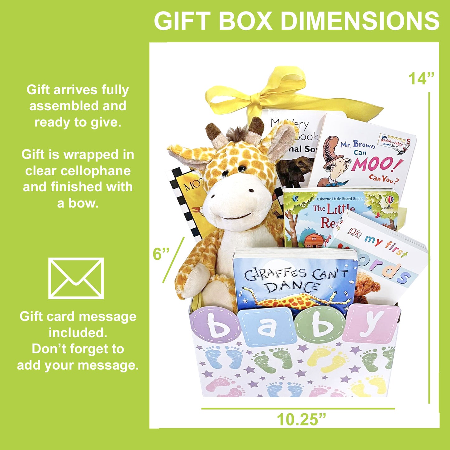 Baby Gift Basket with Classic Board Books Gender Neutral Design for Baby Boys and Baby Girls