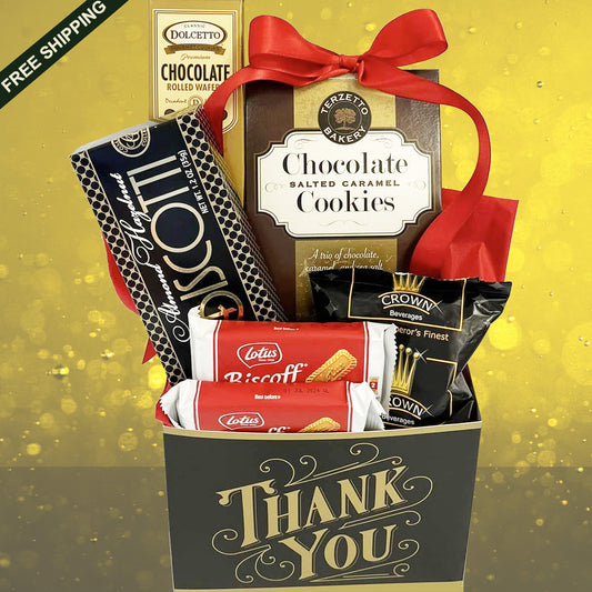 Classic Thank You Gift Box with Cookies and Coffee Unisex Design for Men and Women