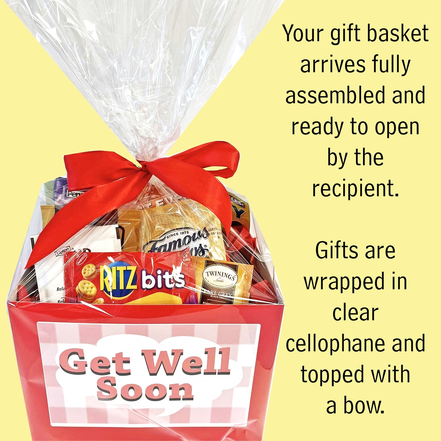 Comforting Gift Box for Get Well, Thinking of You, After Surgery, Recovery, Illness Gift Basket has Food and Boredom Busters for Men, Women, Friends and Family