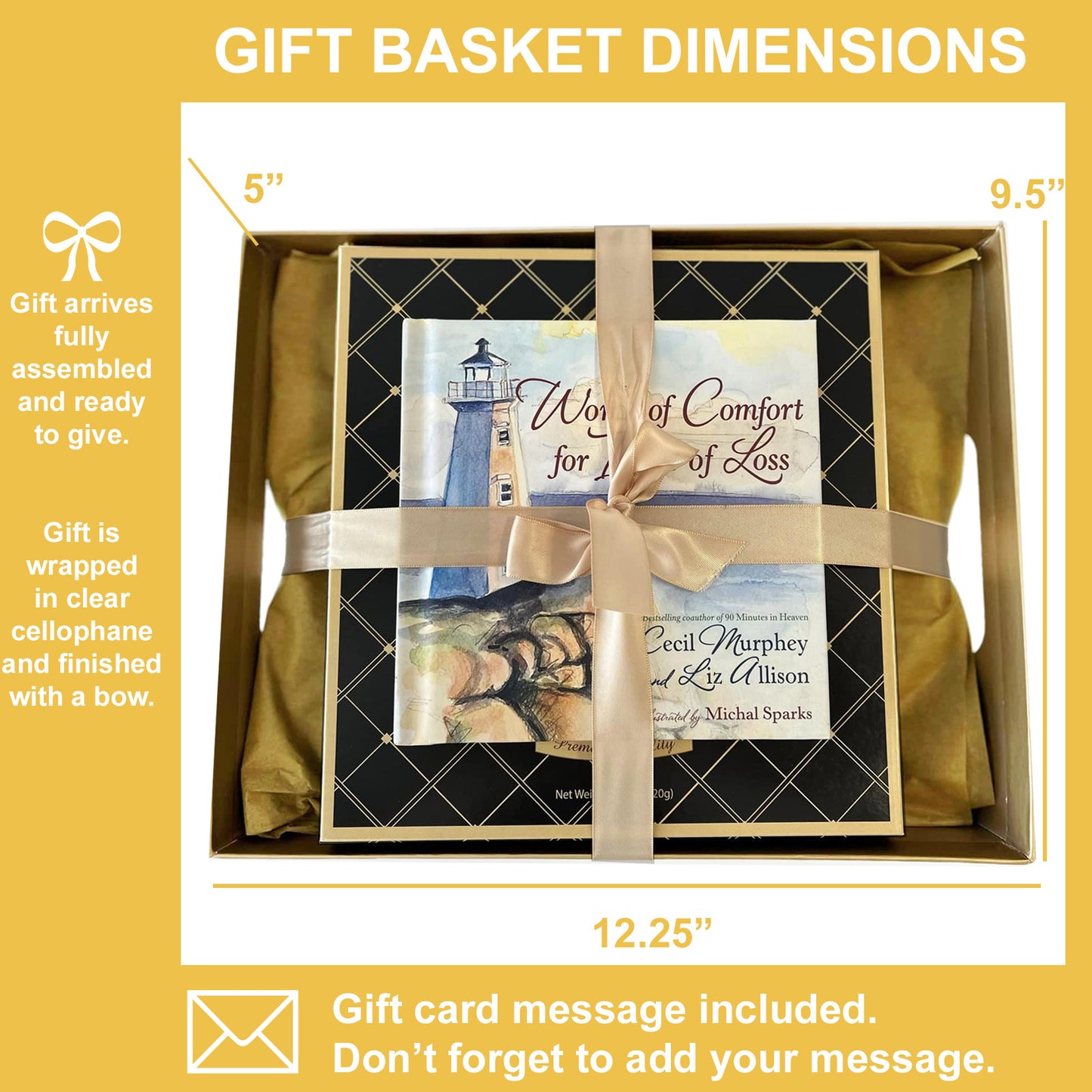 Condolences Gourmet Sympathy Gift Basket with Book