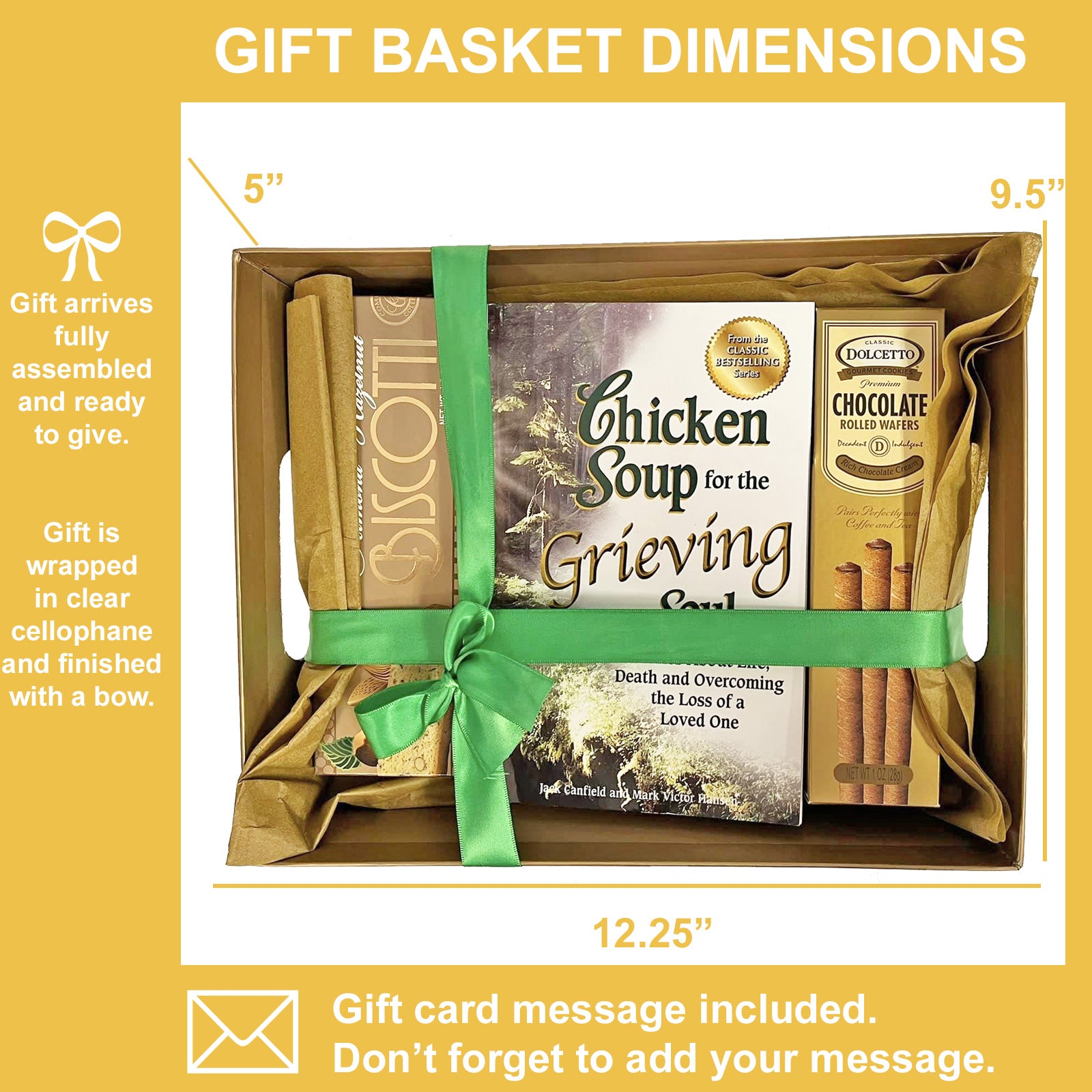 Consoling Sympathy Gift Basket with Chicken Soup for the Grieving Soul Book
