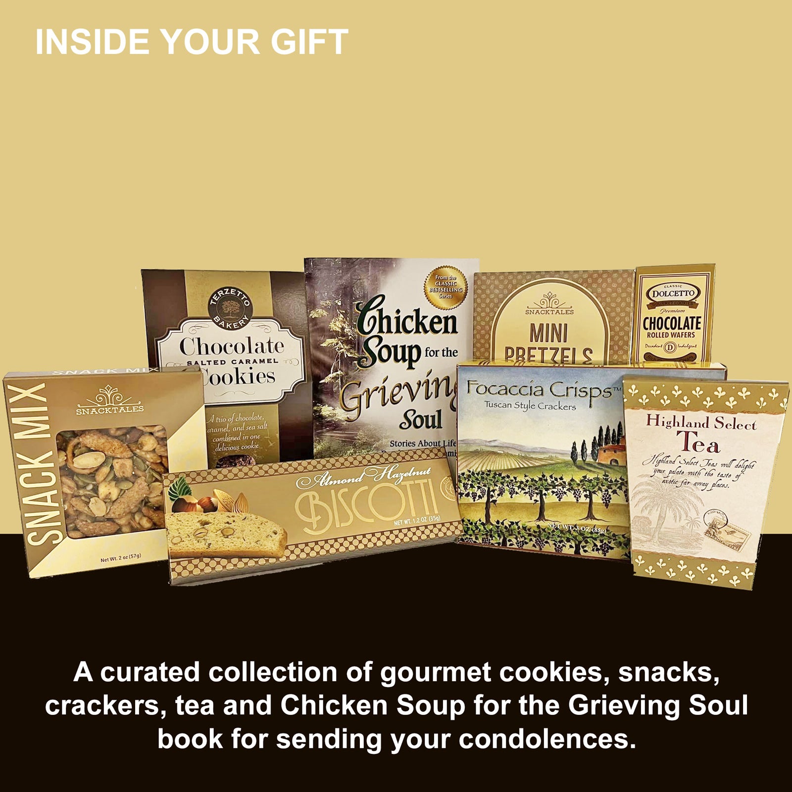 Consoling Sympathy Gift Basket for the Grieving Soul with Book and Gourmet Food to Send Condolences