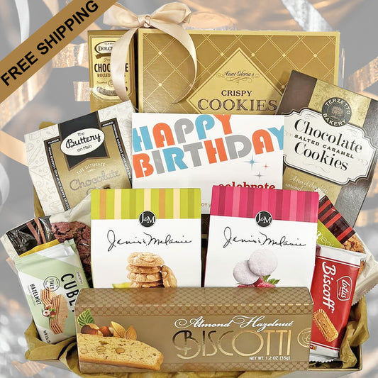 Cookie Filled Birthday Gift Tray for Men, Women, Friends and Family Birthday Gift Basket has 10 Delicious Cookie Varieties Unisex Design for Her and for Him on their Birthday