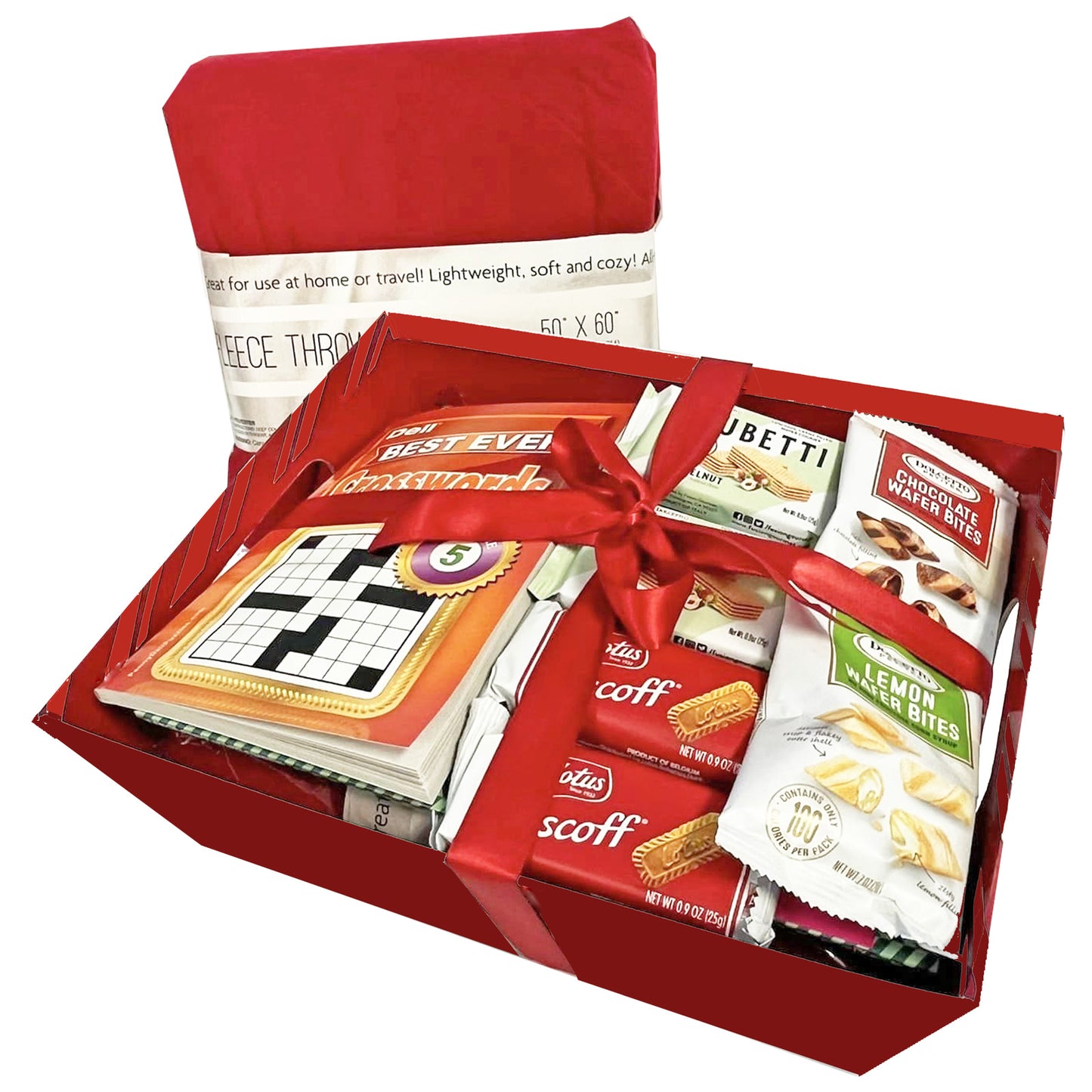 Cozy Comforts Care Package with Blanket, Puzzle Books and Cookies 