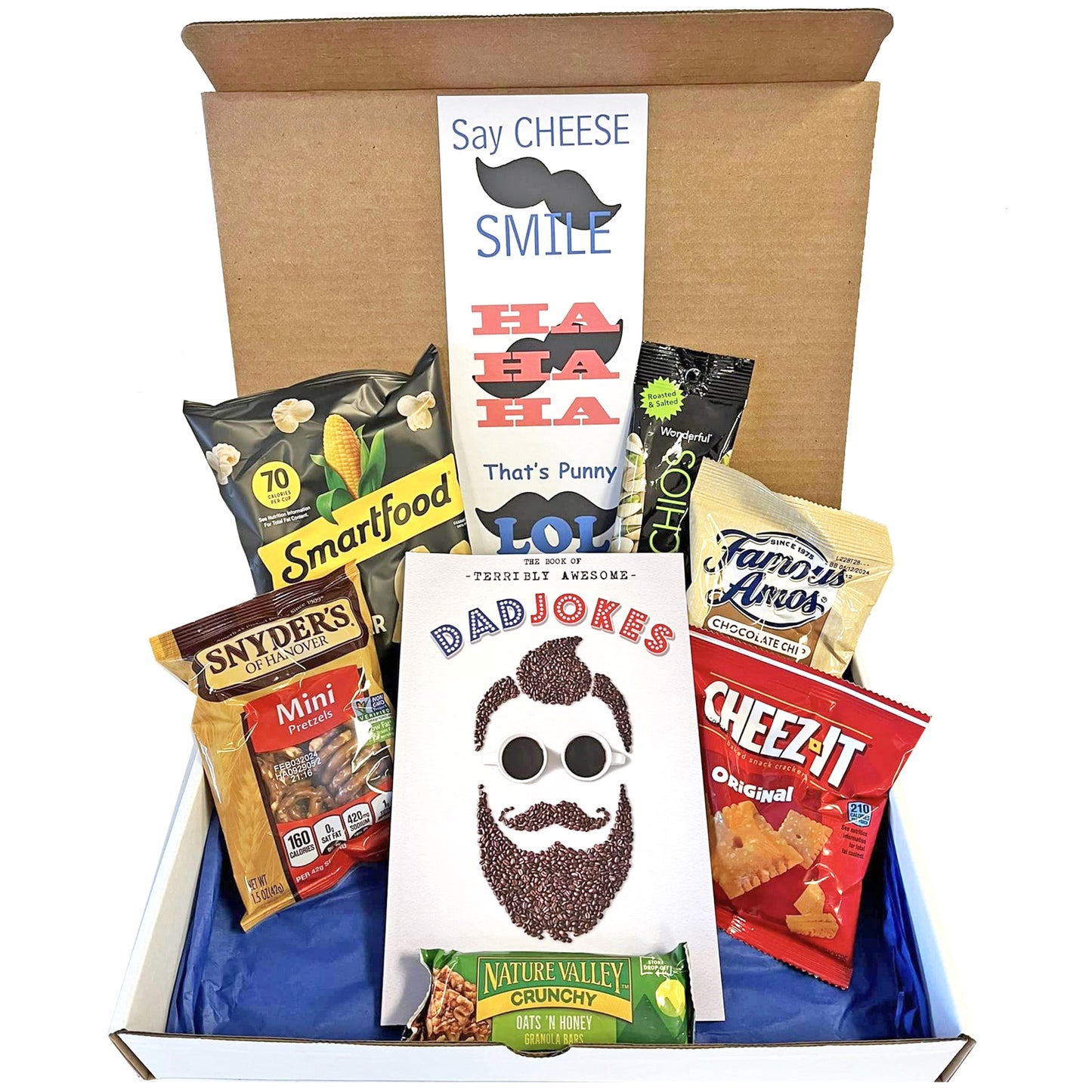 Dad Jokes Birthday Gift Box for Men Funny Men’s Birthday Gift with Joke Book and Snacks