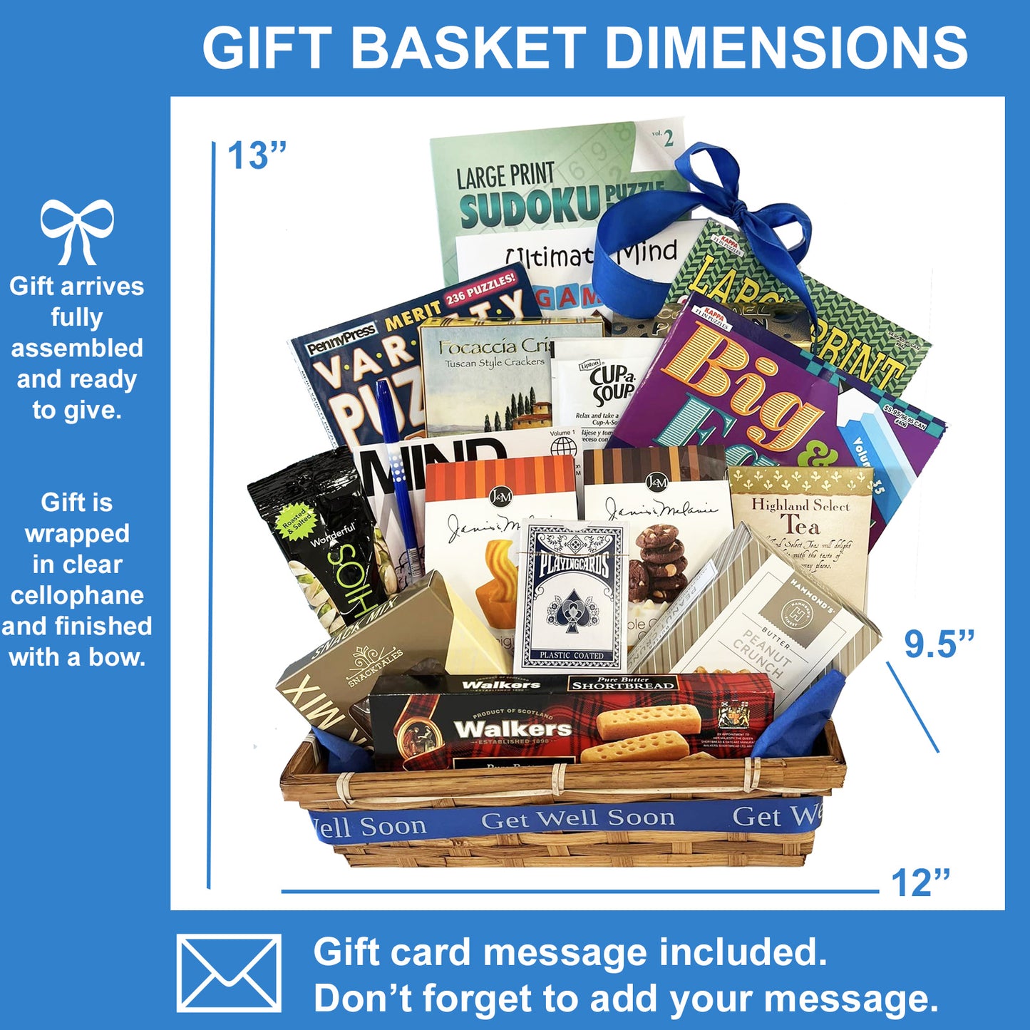 Entertainer Gift Basket with Puzzle Books and Snacks