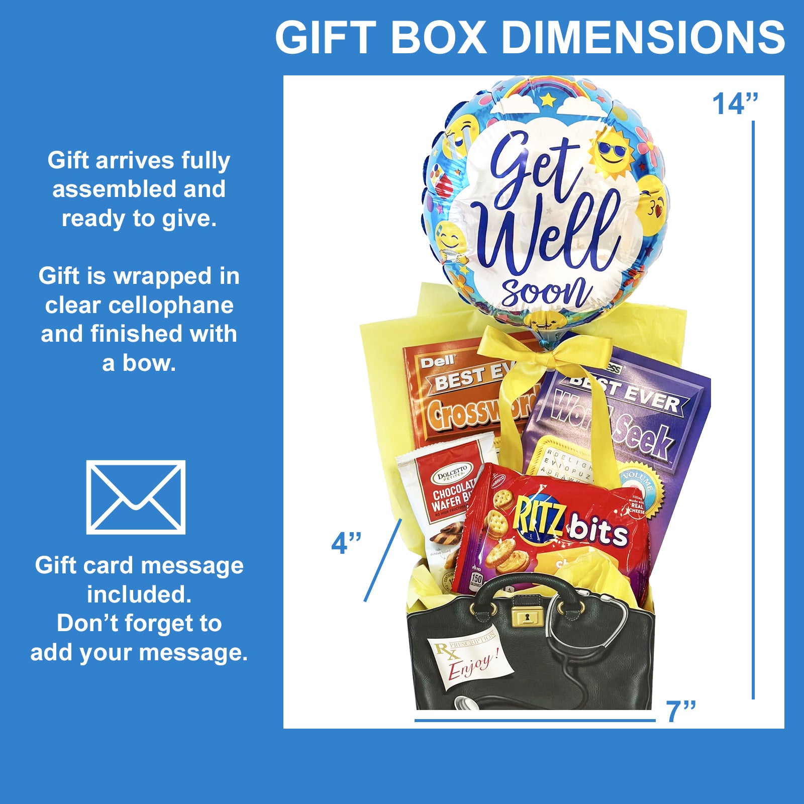 Feel Better Soon Get Well Gift Box Relaxing Get-Well Gift for Men, Women, Friends and Family Gift Basket has Food and Boredom Busters for After Surgery, Recovery, Illness, Thinking of You