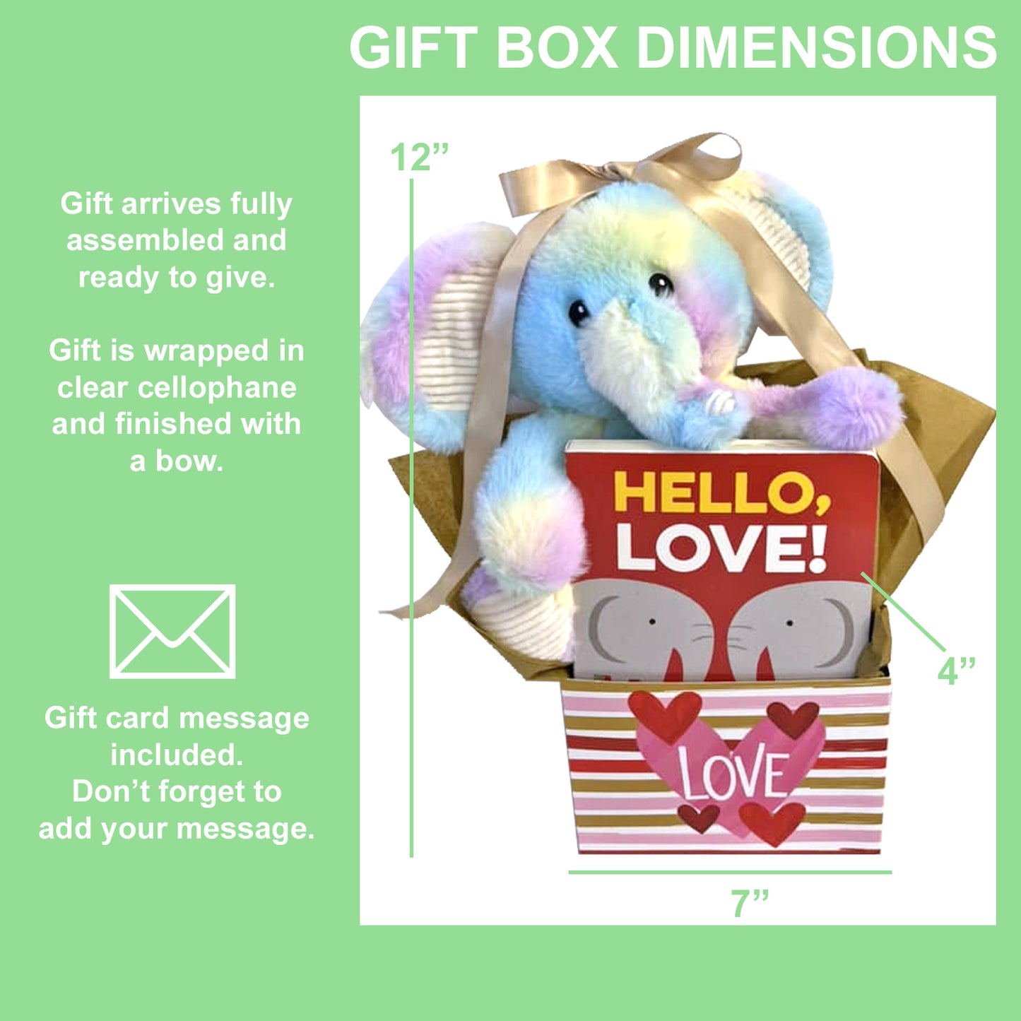 Hello Love! Baby Gift Box Featuring Elephants a Gender Neutral Baby Gift for Baby Boys and Baby Girls