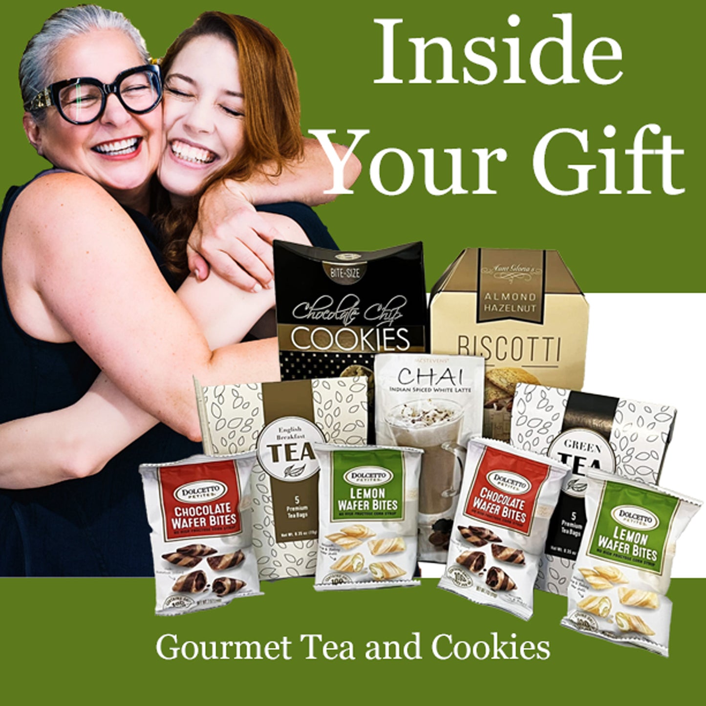 Tea Party Gourmet Gift Box with Teas and Cookies for Birthday, Mother's Day, Thinking of You, Housewarming Occasions