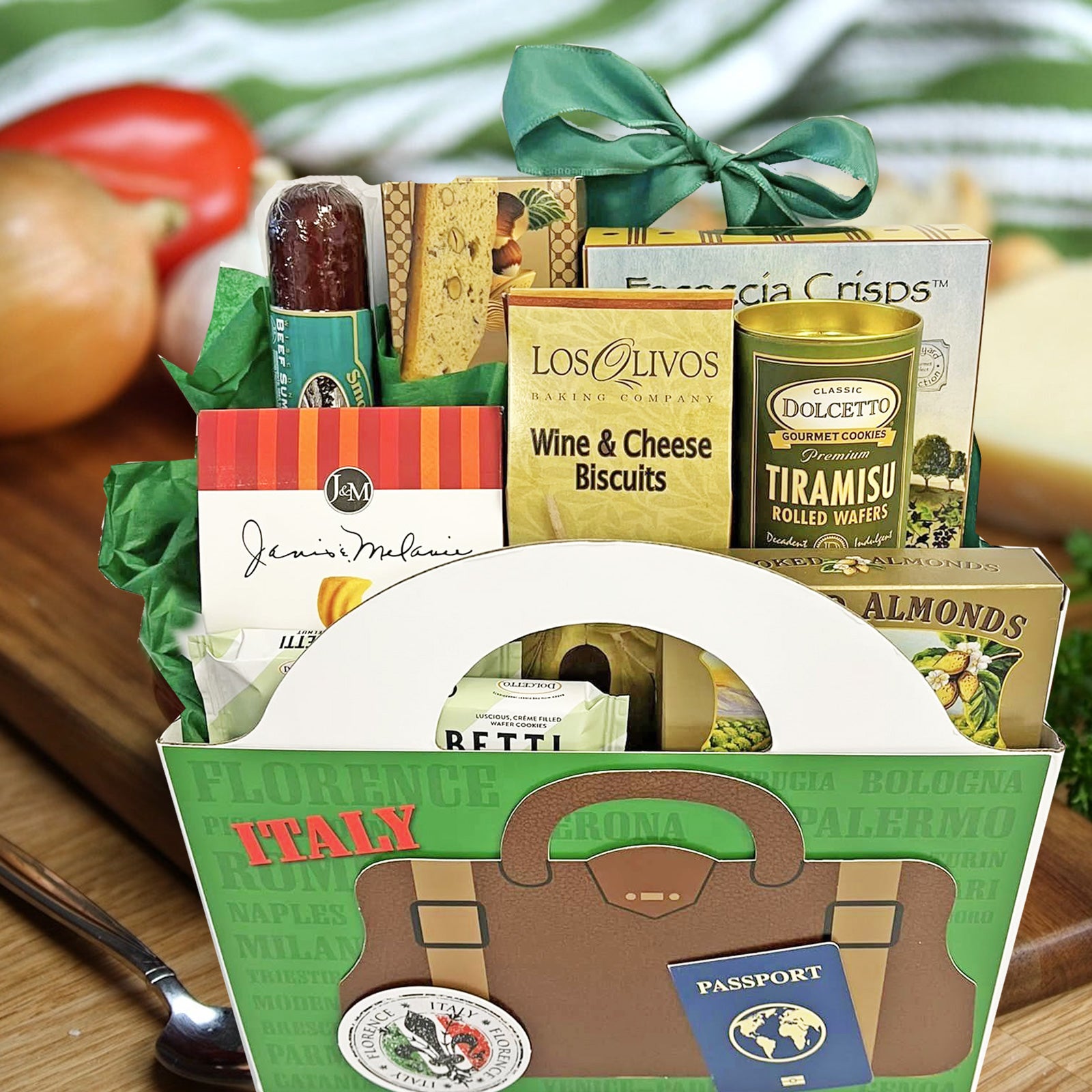 Buon Natale Christmas Gift Box Inspired by Italy Gourmet Gift with Crackers, Sausage, Snacks and Cookies