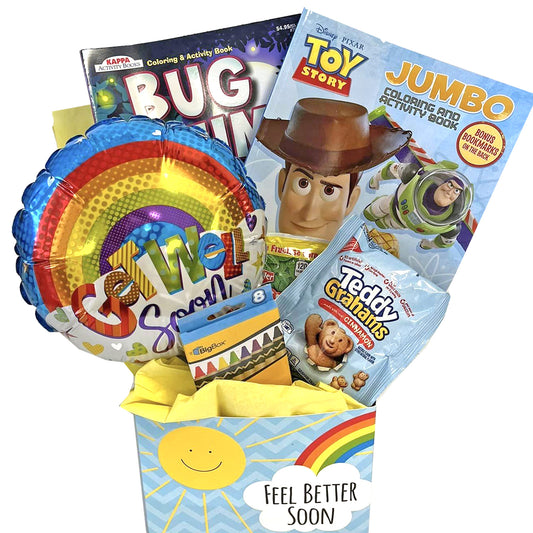 Kids Feel Better Gift Box for Boys and Girls Ages 3 to 10 with Activities and Snacks
