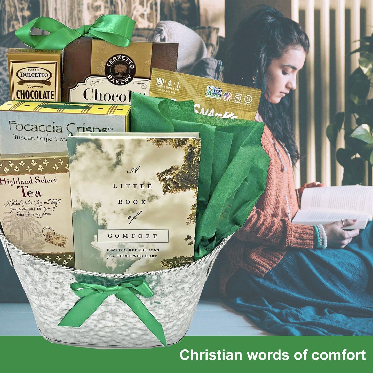 Little Book of Comfort Christian Sympathy Gift Basket for Sending Condolences on the Loss of a Loved One