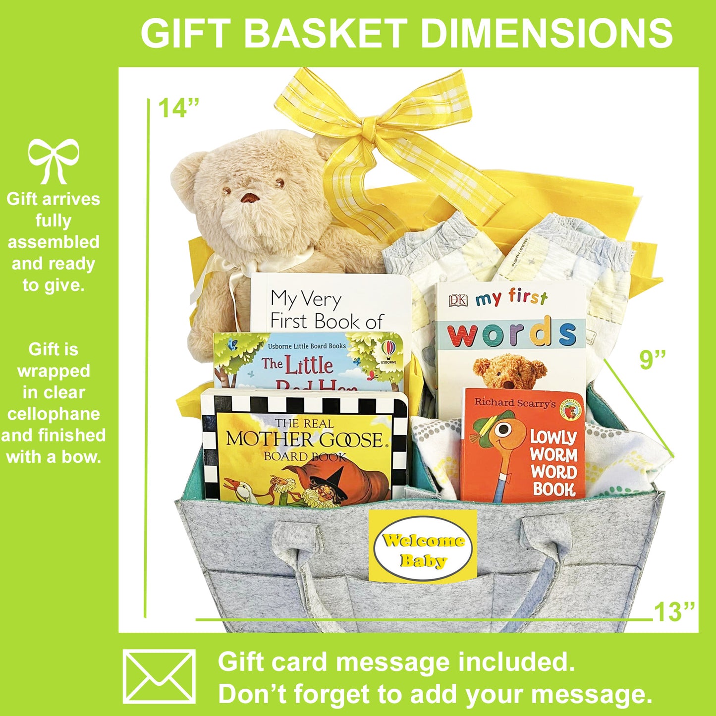 My First Gift Basket Newborn Baby Gift Gender Free for Baby Boys and Baby Girls