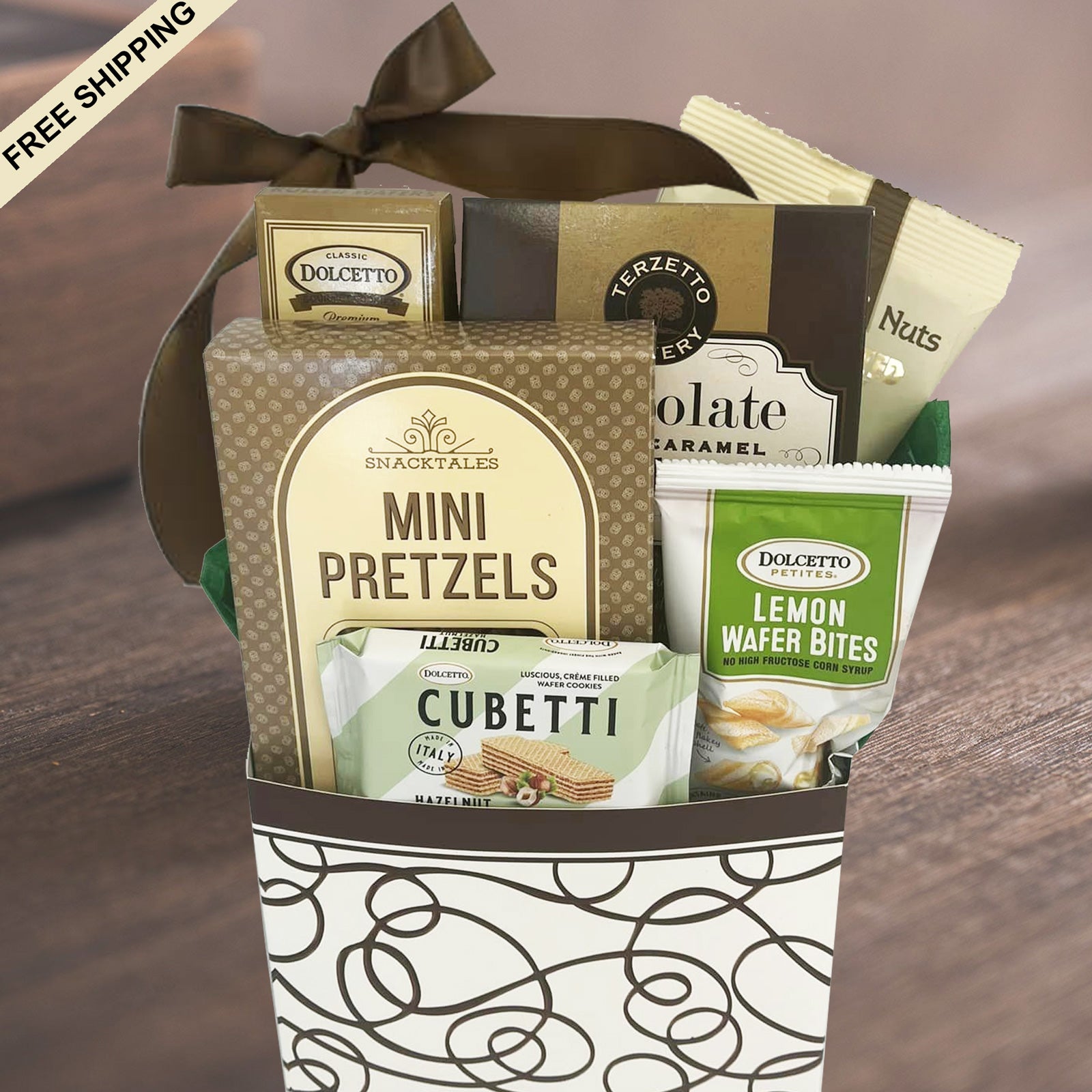 Quiet Moments Sympathy Gift Box with cookies, snacks and nuts for sending condolences to men or women for mourning the loss of a loved one. 