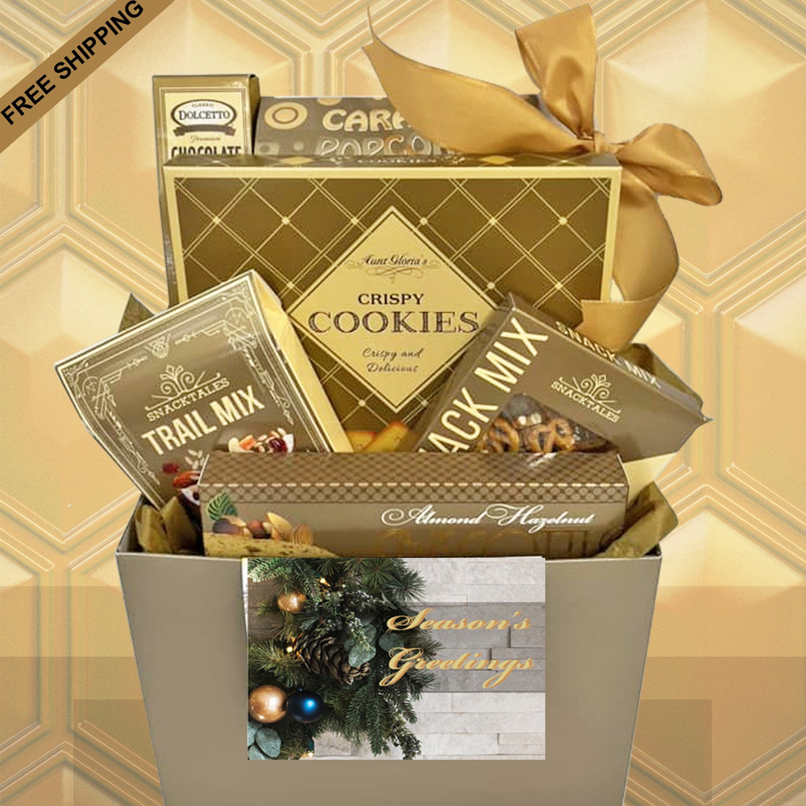 Season's Greetings Holiday Gift Box Gourmet Gift for Sending Christmas Cheer to Loved Ones Far and Near