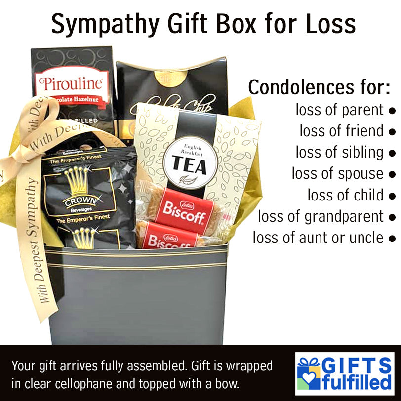 Sympathy Gift Box for Loss of Loved One with Coffee, Tea and Cookies a Thoughtful Bereavement Gift for Sending Condolences to Someone who is Grieving