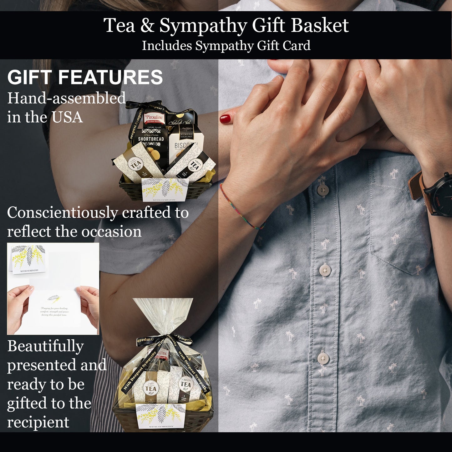 Tea and Sympathy Gourmet Gift Basket for Loss with Biscotti, Shortbread, Wafers, Cookies, Tea and Sympathy Card to Send Condolences