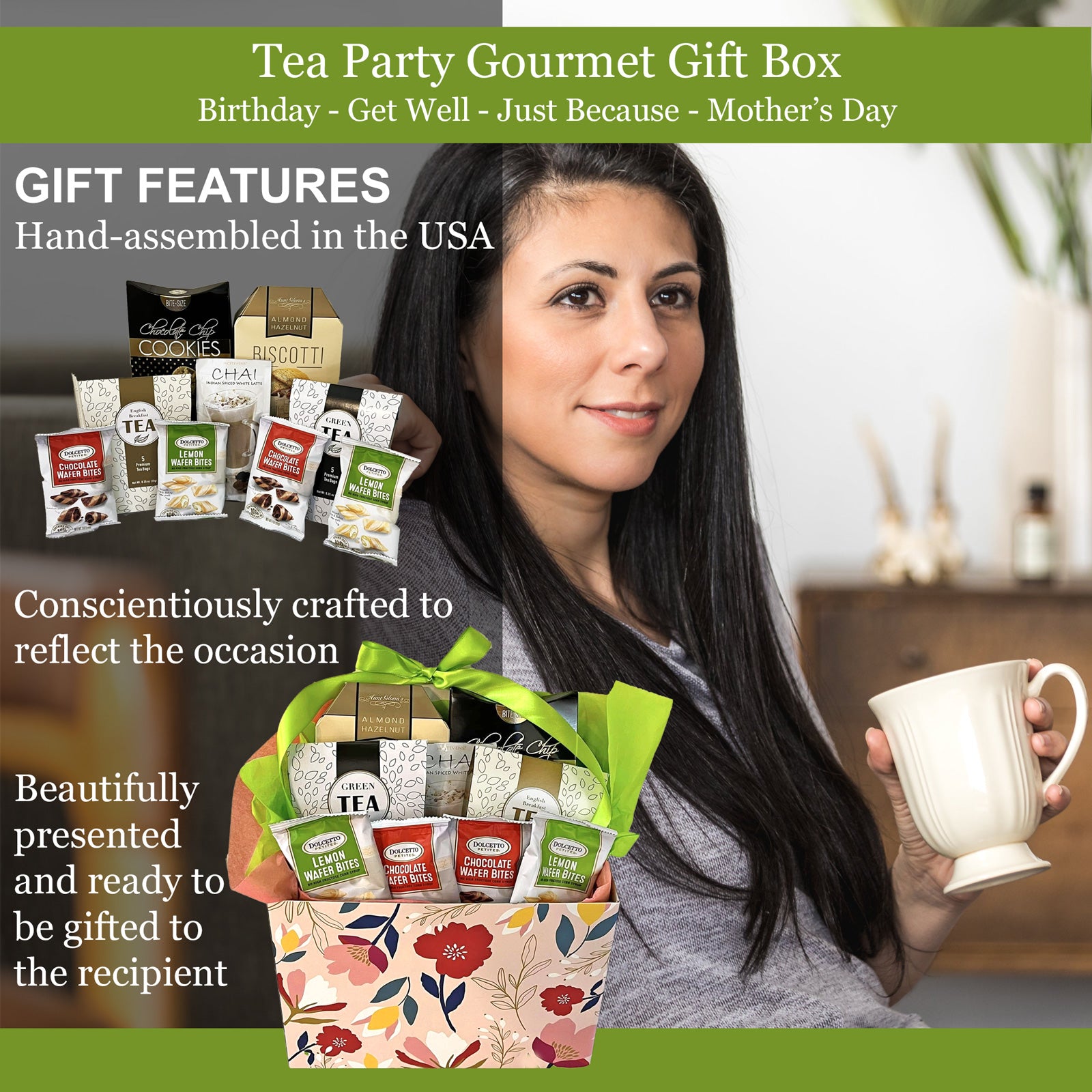 Tea Party Gourmet Gift Box with Teas and Cookies