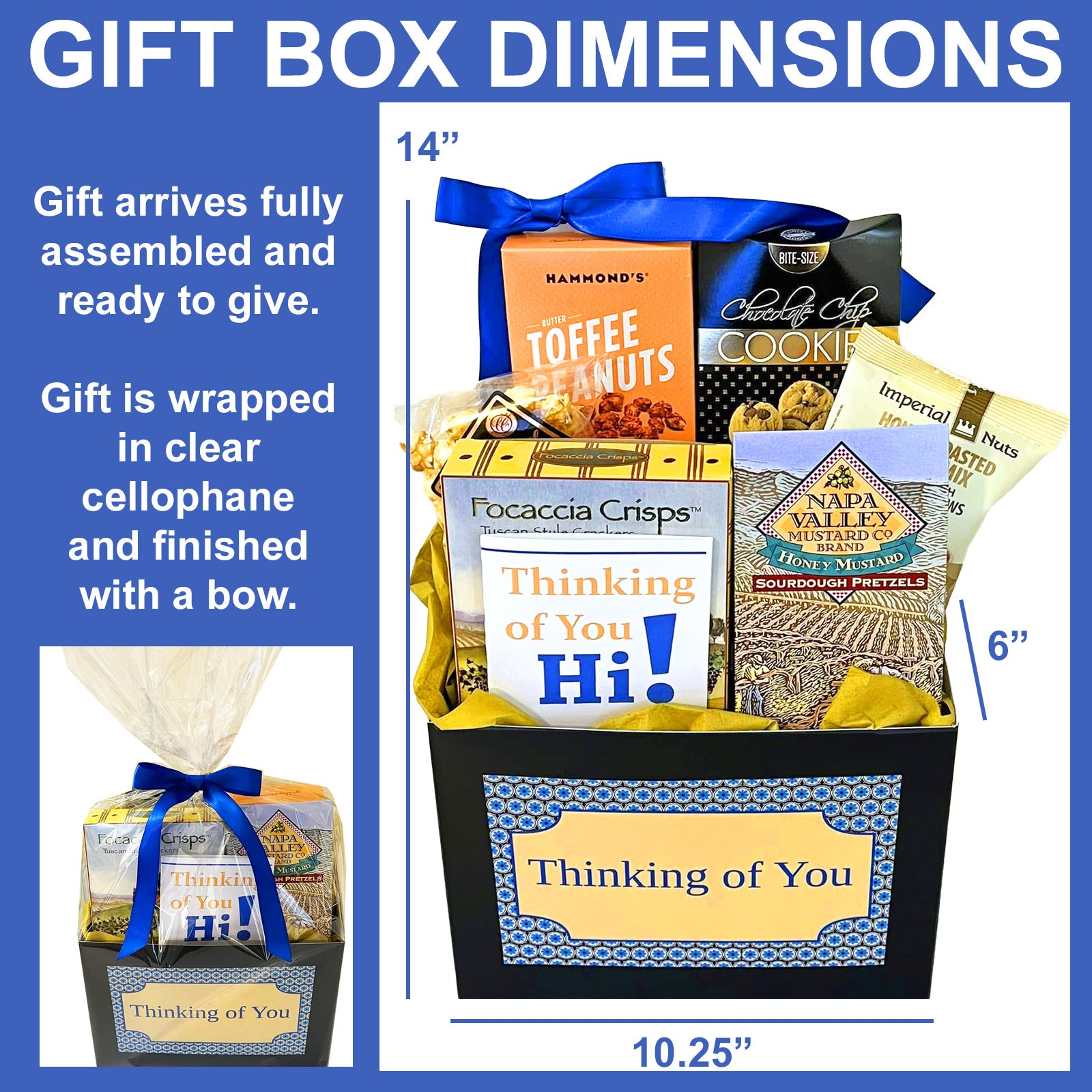 Thinking of You Gourmet Gift Box for Men with Greeting Card to give for Happy Birthday, Father's Day or Thinking of You