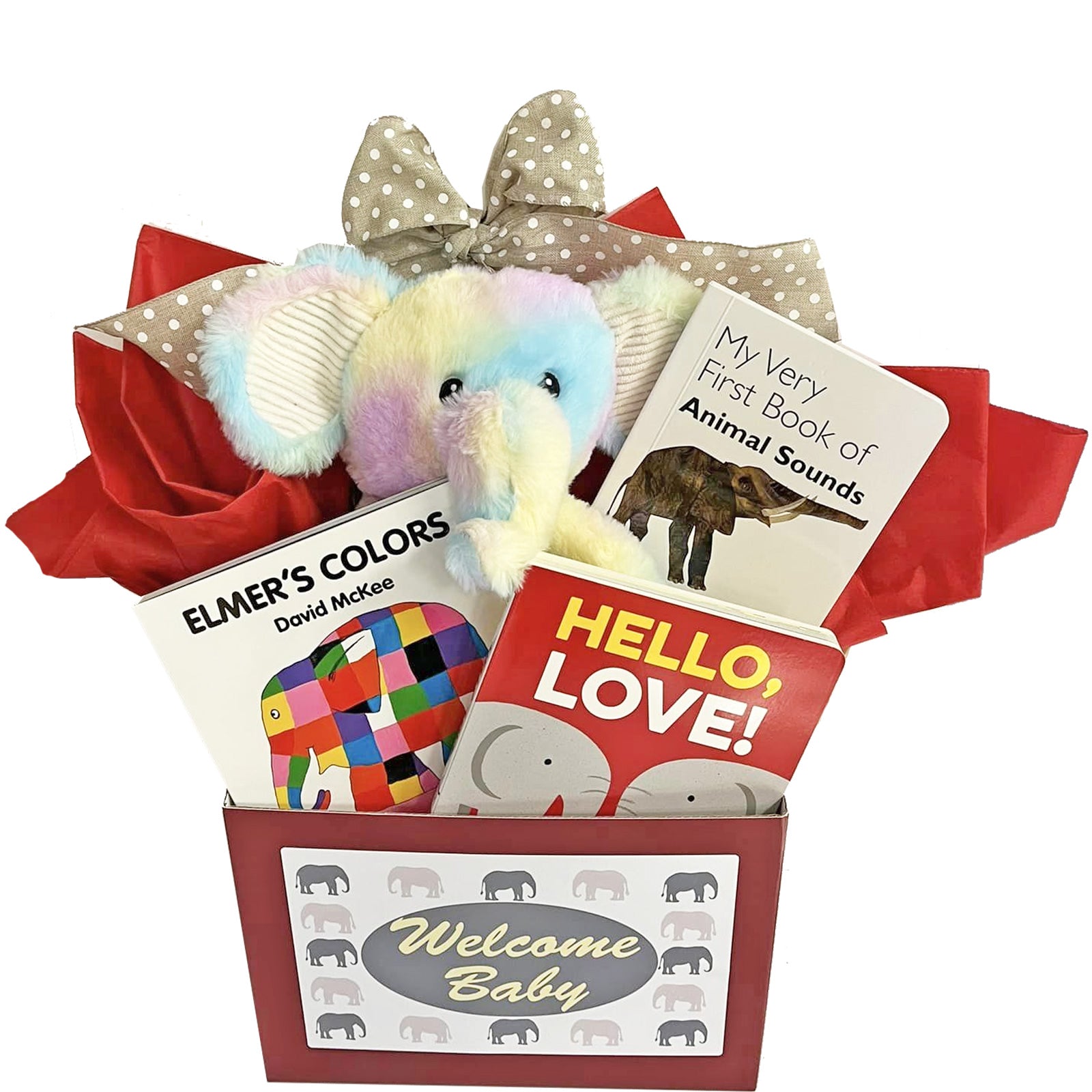 Welcome Baby Gift Box Gender Neutral Baby Gift with Elephant Theme for Baby Boys and Baby Girls 