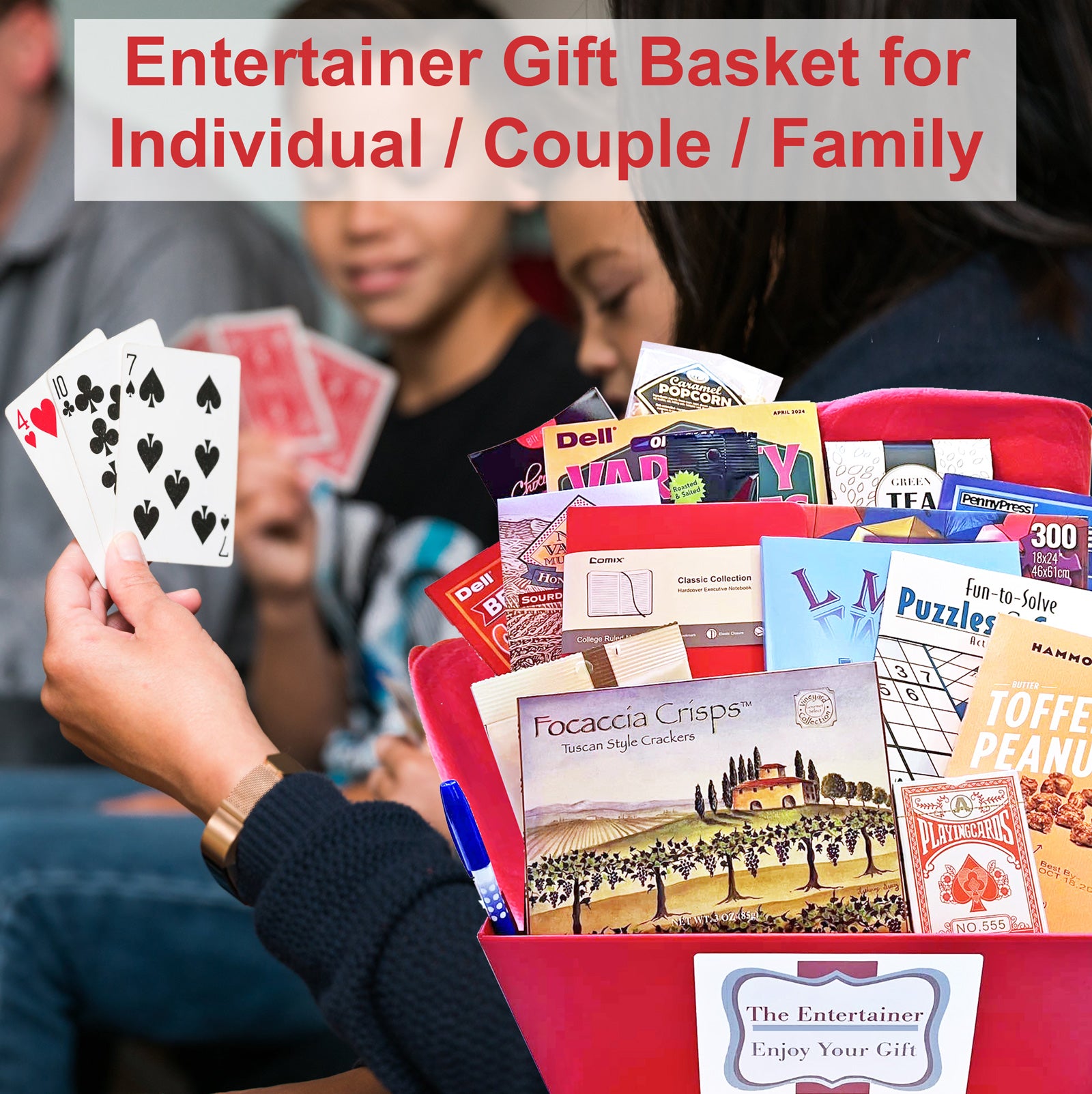 Entertainer Gift Basket with So Many Things to Do Plus Blanket, Puzzle Books and Snacks for Thinking of You, Birthday, Get Well Gifting Unisex Design for Men and Women