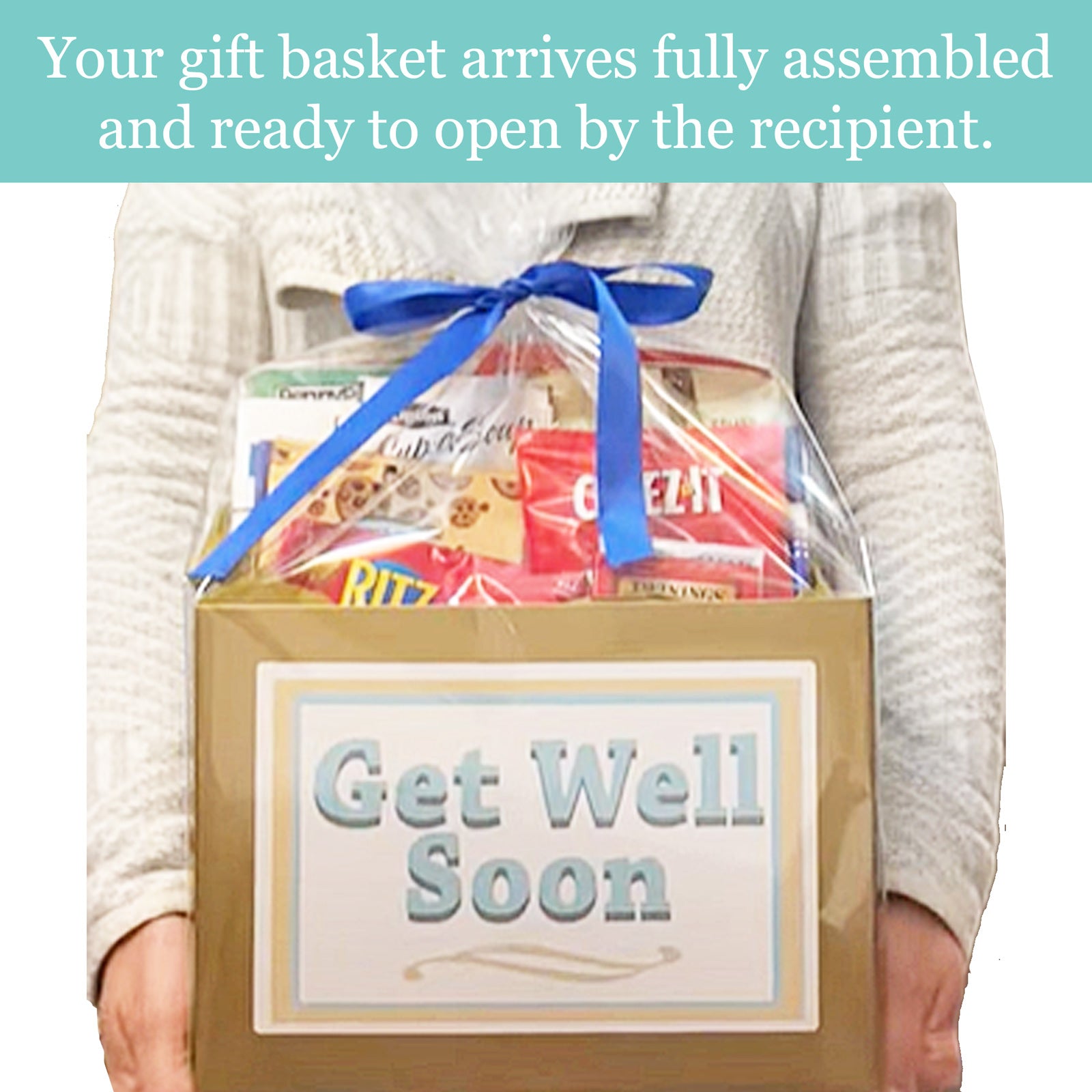 Comforting Get Well Gift Box for Men and Women send for Thinking of You Gift Basket with Food and Puzzle Books Fun Things To Do for After Surgery, Recovery, Illness