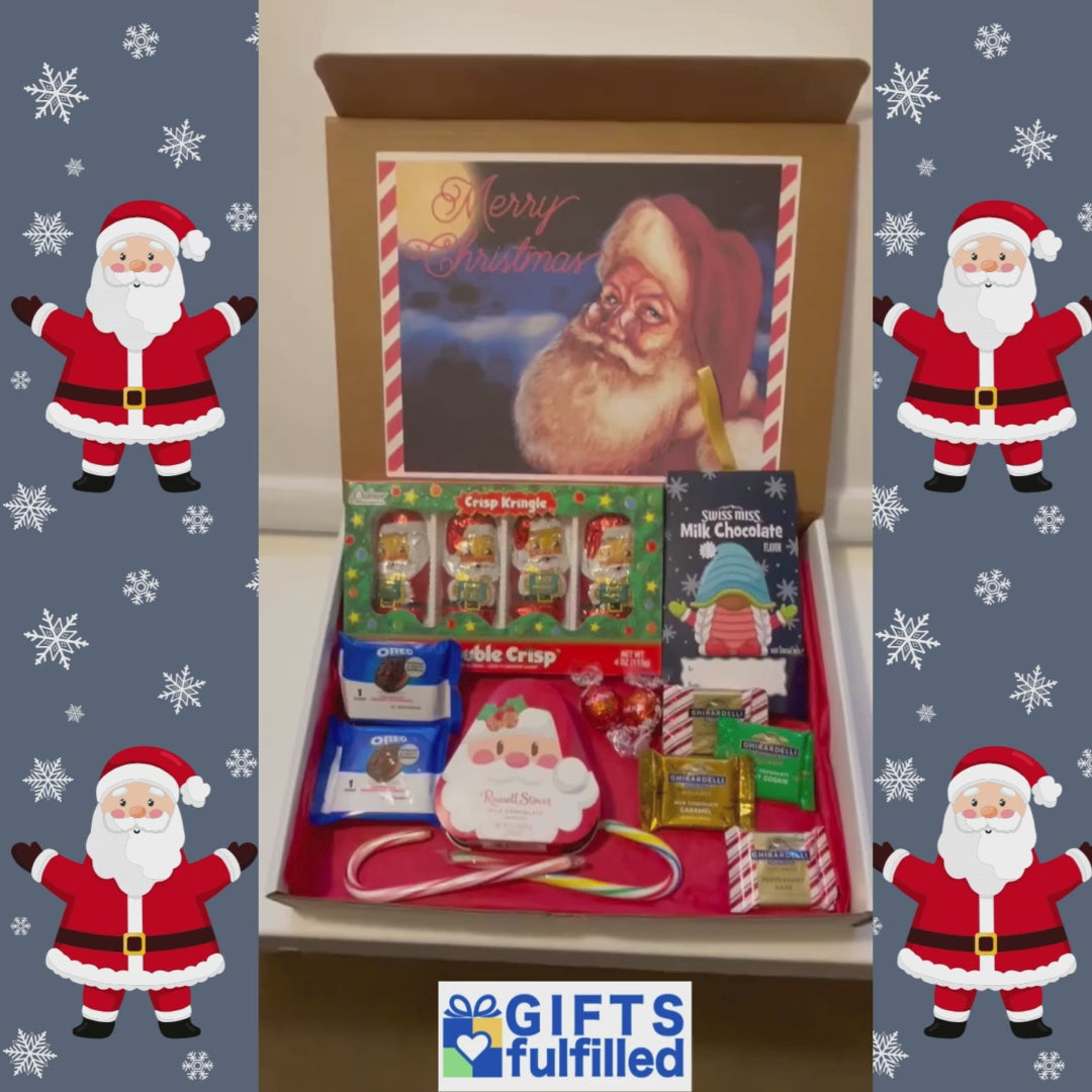 Merry Mailer Christmas Gift Box with Chocolate for Kids, Teens and Adults Unisex Santa Design