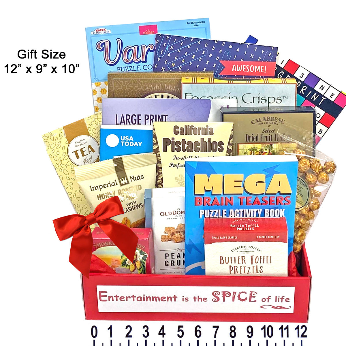 Puzzle Books and Snacks Entertainment Gift Basket for Men